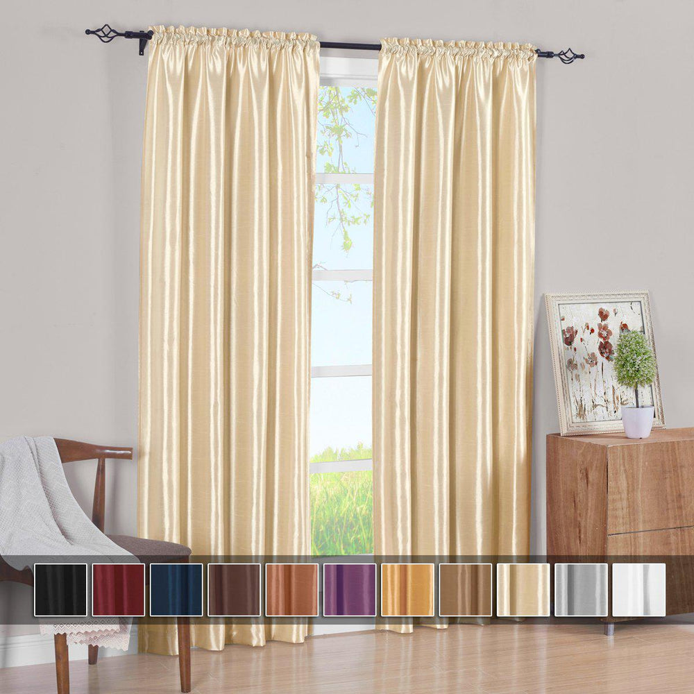 Faux Silk Curtain Panels Pair (Set of 2) Rod Pocket Soho