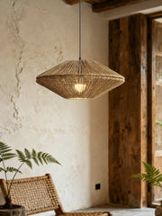 Sunburst Woven Straw Pendant Lamp
