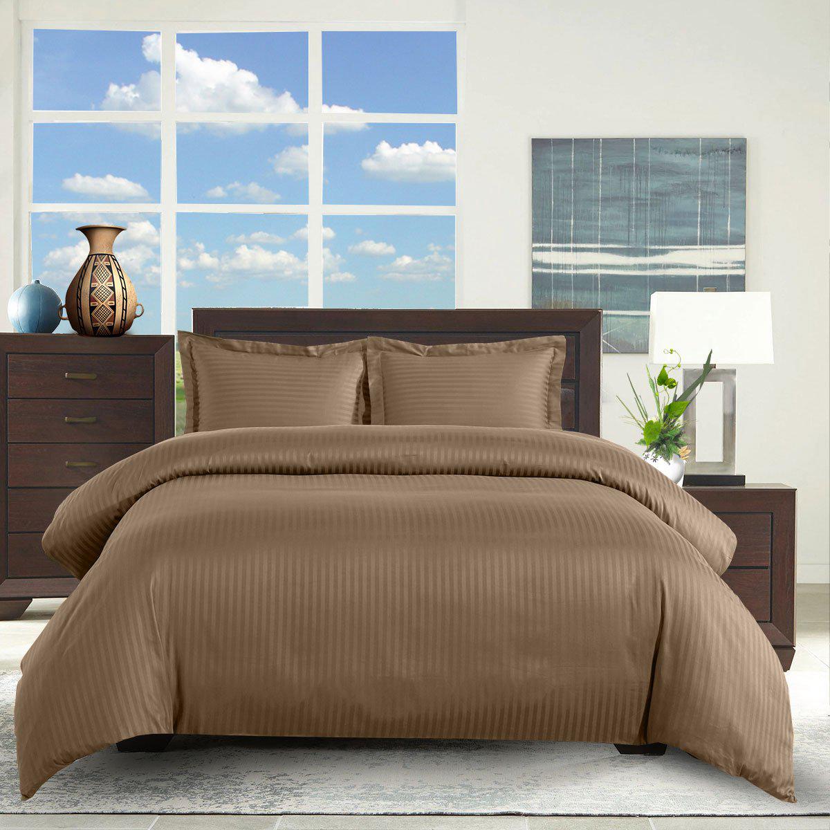 100% Cotton Duvet Cover Set Damask Stripe
