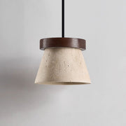 Travertine Cone Ring Pendant Light