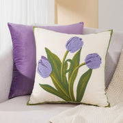 Tulip Garden Embroidered Pillow Cover