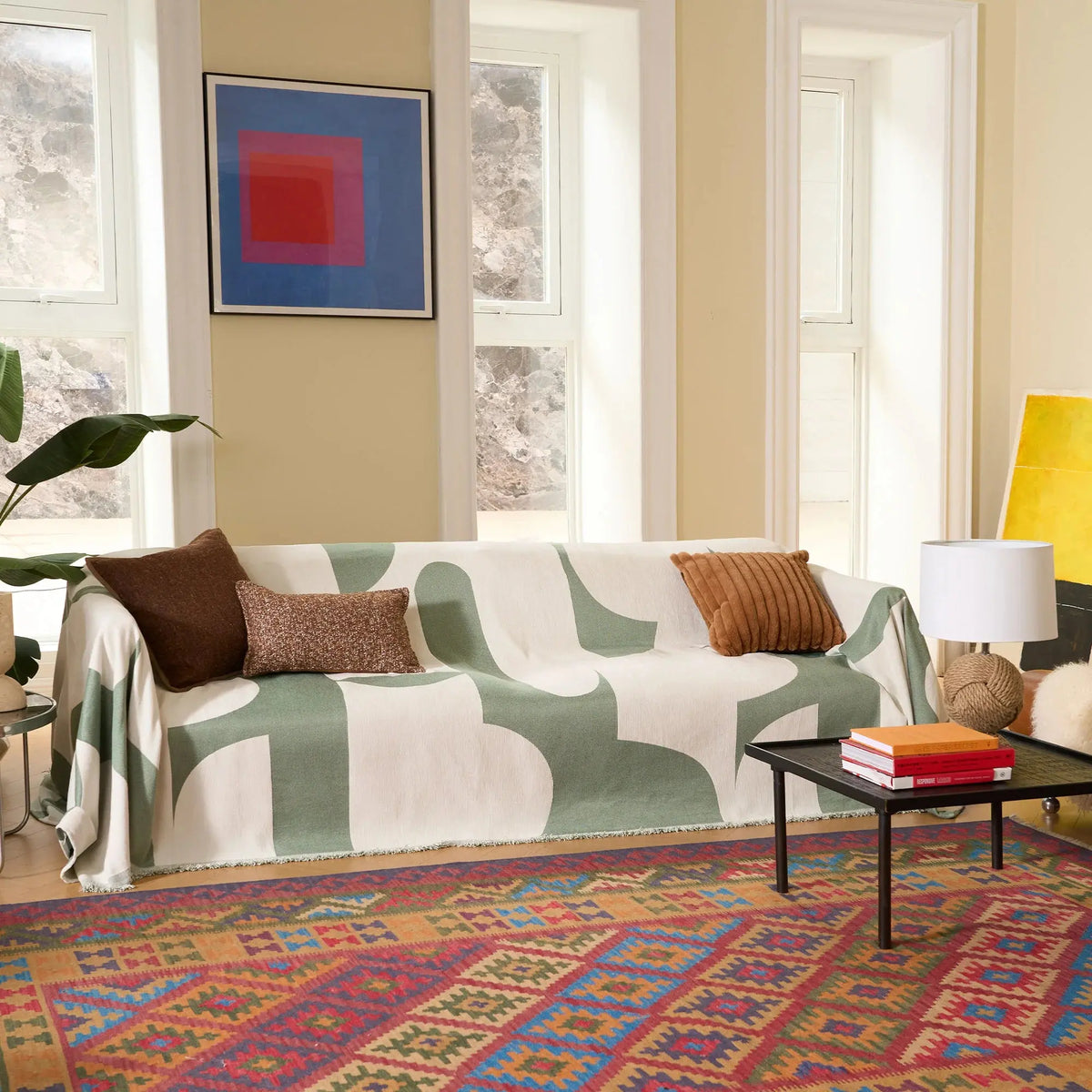 Sleepwyn Soft Chenille Plaid Couch Cover