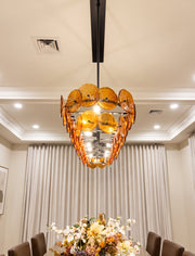 Pressed Glass Disc Linear Chandelier