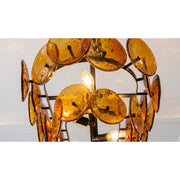 Pressed Glass Disc Linear Chandelier