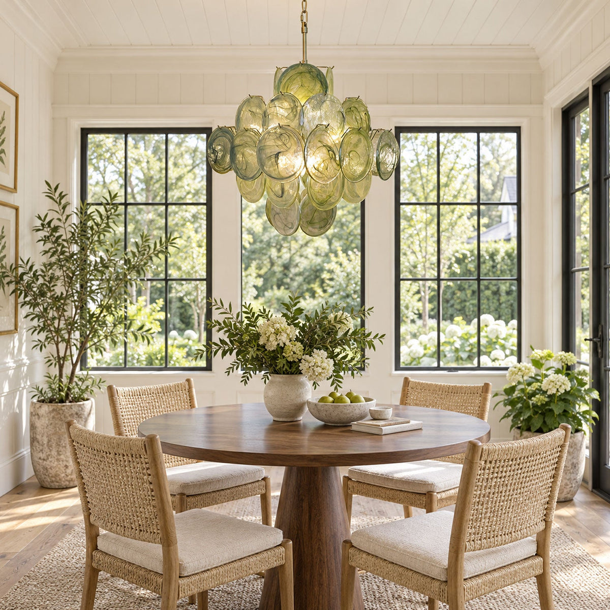 Verdant Bloom Glass Chandelier