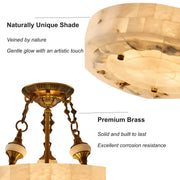 Vintage Circular Alabaster Gold Pendant Light Chandelier