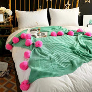 Sleepwyn Cotton Cashmere Crochet Pom Ball Blanket