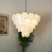 White Glass Disc Chandelier