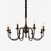 Wood Iron Candle Chandelier