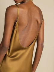19Momme Silk Scoop Neck Backless Spaghetti Strap Midi Dress