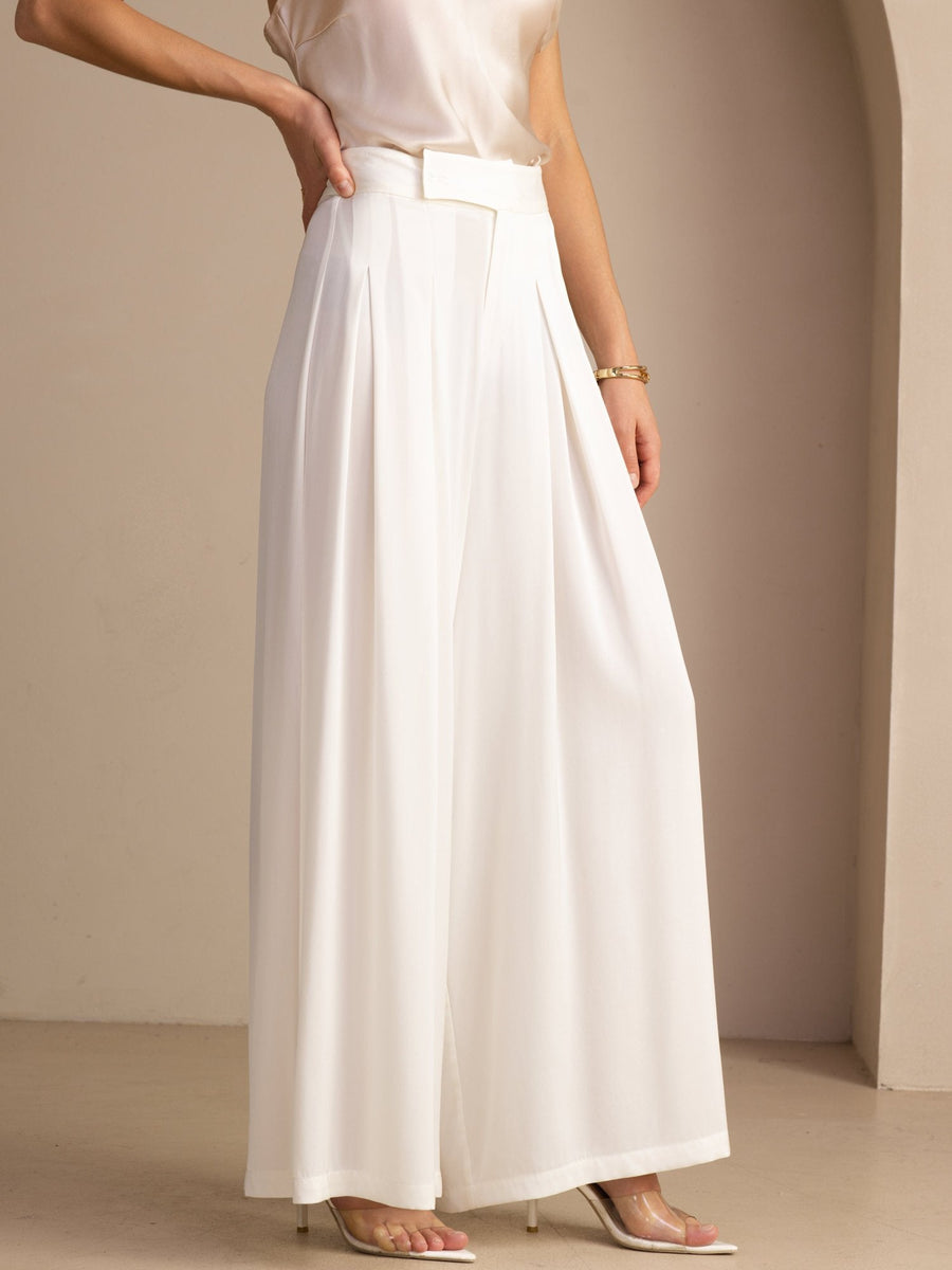 19Momme Silk Women’s High Waist Wide Leg Pleated Palazzo Pants