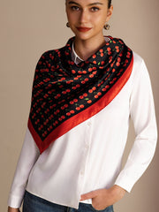 100% Mulberry Silk Cherry Pattern Scarf - Size 90x90cm