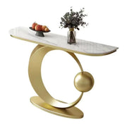 Abstract Circular Base Sintered Stone Gold Console Table
