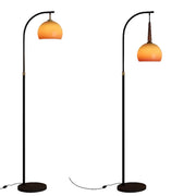 Adjustable Arc Floor Lamp with Caramel Glass Bowl Shade