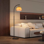 Adjustable Arc Floor Lamp with Caramel Glass Bowl Shade