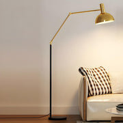 Adjustable Barrel Modern Black and Gold Floor Lamp
