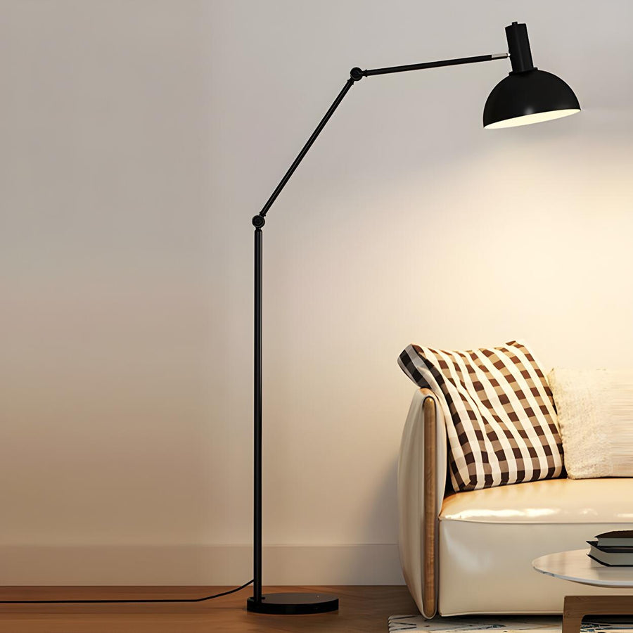 Adjustable Barrel Modern Black and Gold Floor Lamp