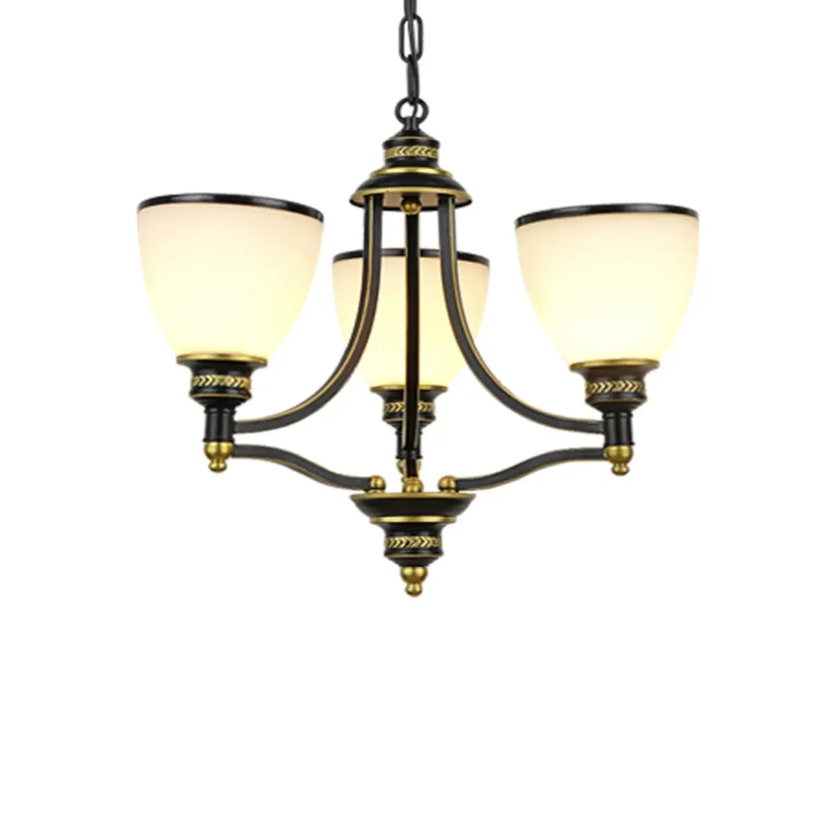 Adjustable Height 8-Light Black Gold Chandelier