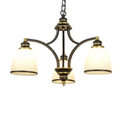 Adjustable Height 8-Light Black Gold Chandelier