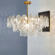 Adjustable Height Luxury Clear Crystal Petal Disc Chandelier