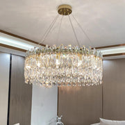 Adjustable Height Luxury Crystal Drum Chandelier