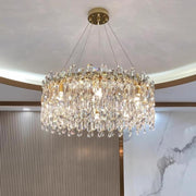 Adjustable Height Luxury Crystal Drum Chandelier