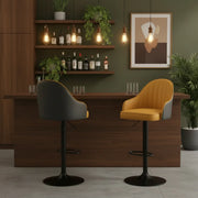 Adjustable Modern Leather Swivel Bar Stool with Arm Footrest