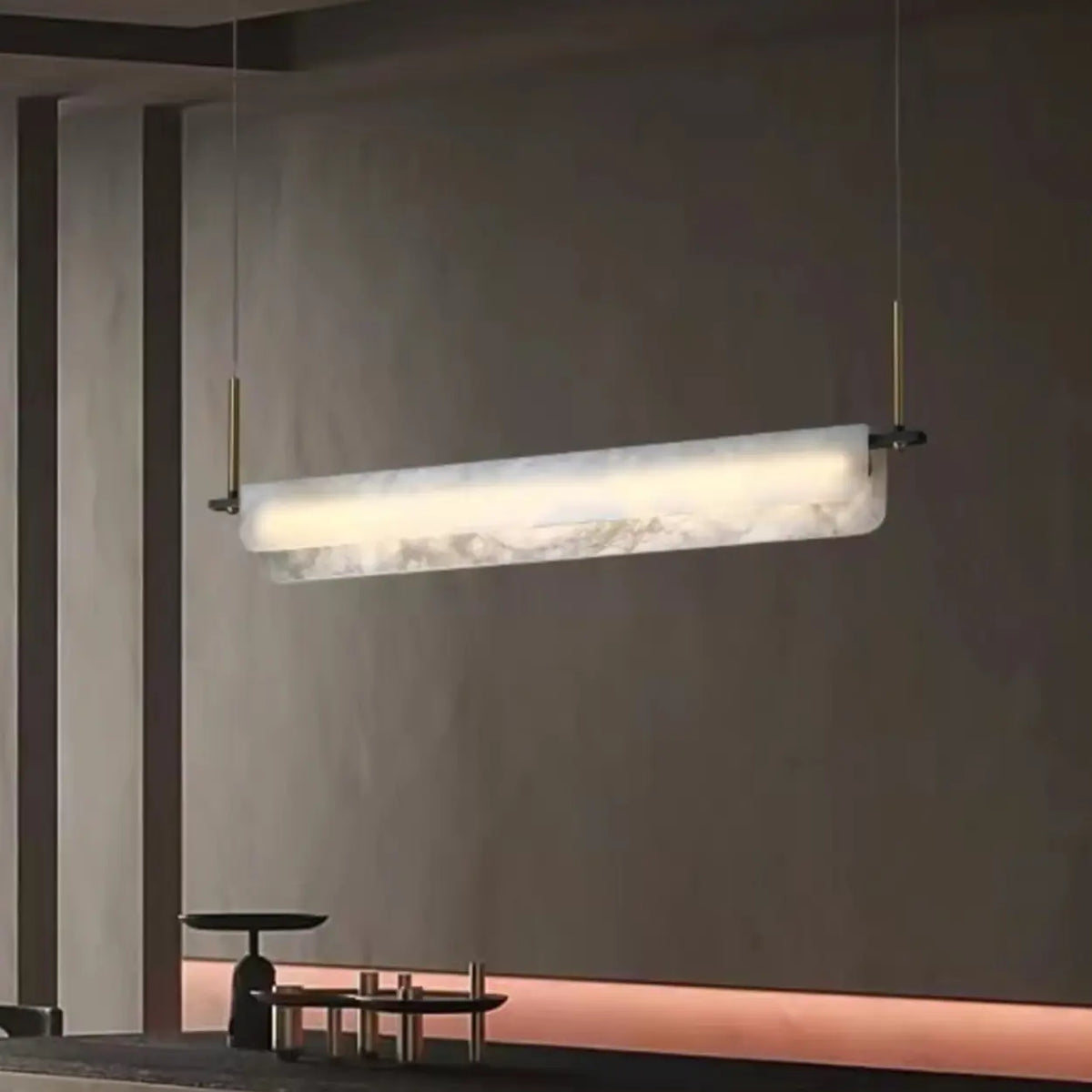 Adjustable Modern Rectangular Alabaster Island Pendant Light