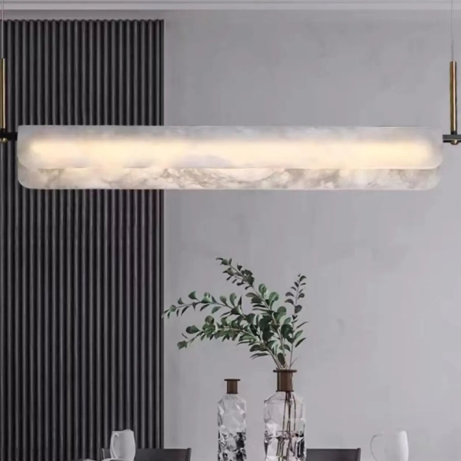 Adjustable Modern Rectangular Alabaster Island Pendant Light