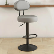 Adjustable Round Leather Backrest Swivel Bar Stool Grey