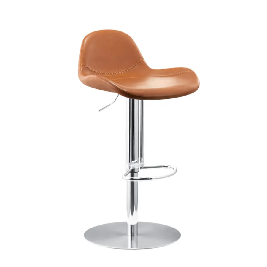 Adjustable Swivel Leather Low Back Bar Stool with Footrest