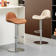 Adjustable Swivel Leather Low Back Bar Stool with Footrest