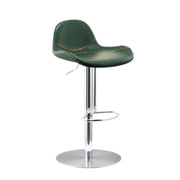 Adjustable Swivel Leather Low Back Bar Stool with Footrest
