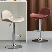 Adjustable Swivel Leather Low Back Bar Stool with Footrest