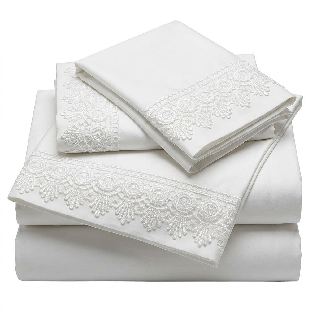 Alejandra Soft Cotton Embroidered Sheet Set - USA