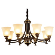 Antique Black Bronze Glass Bell Round Living Room Chandelier