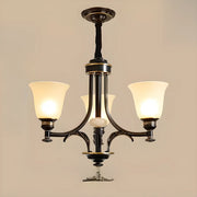 Antique Black Bronze Glass Bell Round Living Room Chandelier