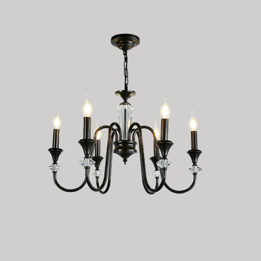 Antique Black Metal Candle Chandelier Adjustable Chain