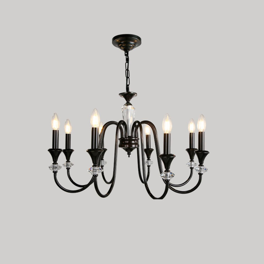 Antique Black Metal Candle Chandelier Adjustable Chain