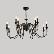Antique Black Metal Candle Chandelier Adjustable Chain