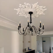 Antique Black Metal Candle Chandelier Adjustable Chain