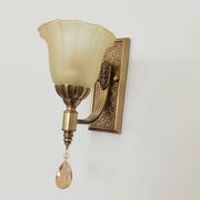 Antique Brass Flower Wall Sconce Light