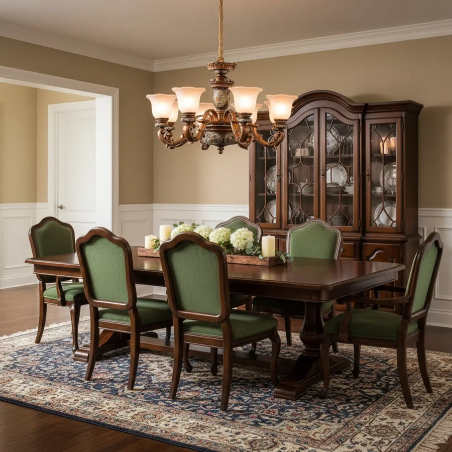 Traditional Antique Bronze Chandelier with Frosted Flower Glass Shades