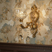 Antique Clear Glass Brass Geometric Wall Sconce