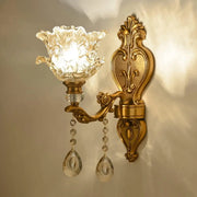 Antique Clear Glass Brass Geometric Wall Sconce