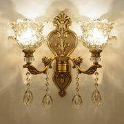 Antique Clear Glass Brass Geometric Wall Sconce