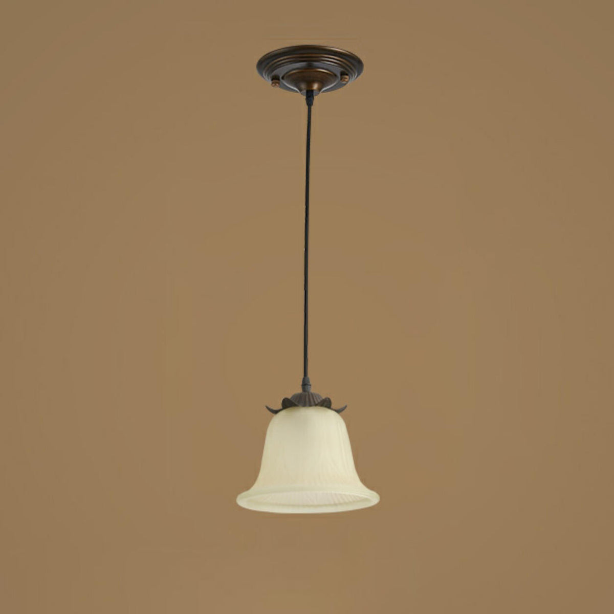 Antique White Glass Bell Adjustable Height Pendant Light