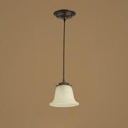 Antique White Glass Bell Adjustable Height Pendant Light