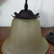 Antique White Glass Bell Adjustable Height Pendant Light