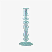Aqua Blue Glass Candle Holder
